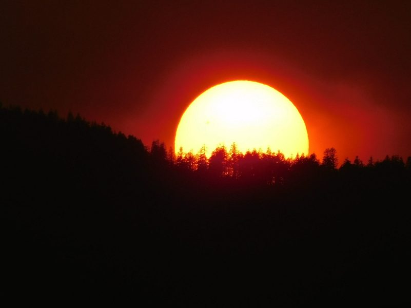 The smoke-filled sky on Saturday, Sept. 8, tints the sun.